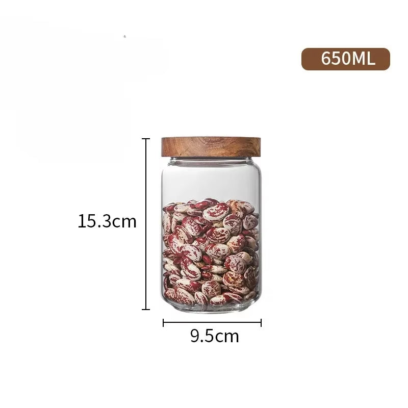 Glass Airtight Storage Jar with Wooden Lid