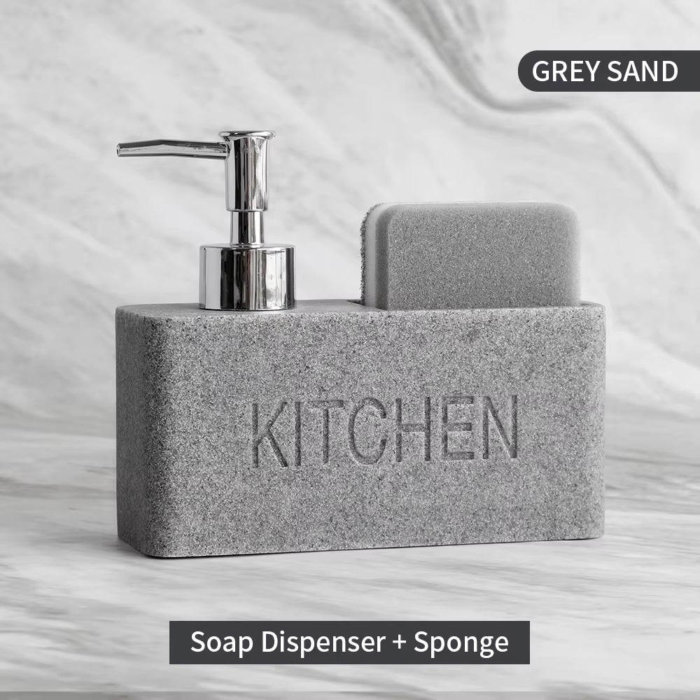 Marble Liquid Soap Dispenser Set with Sponge Holder