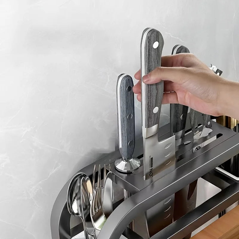 Stainless Steel Knife & Cutting Board Holder Kitchen Countertop 