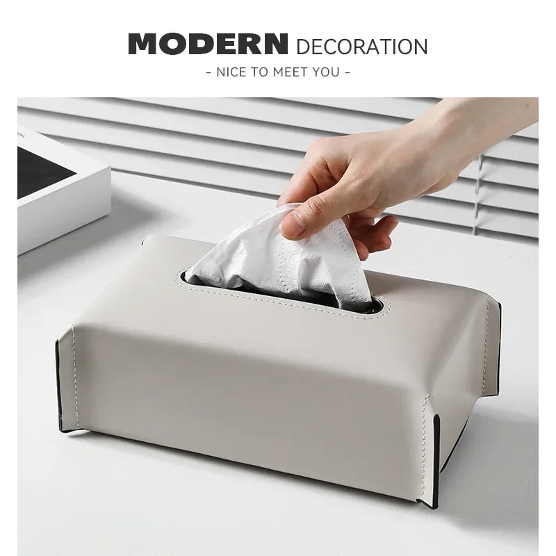 Modern Leather Tissue Box Cover