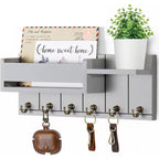 Wall Mounted Wood Key Rack & Mail Organizer