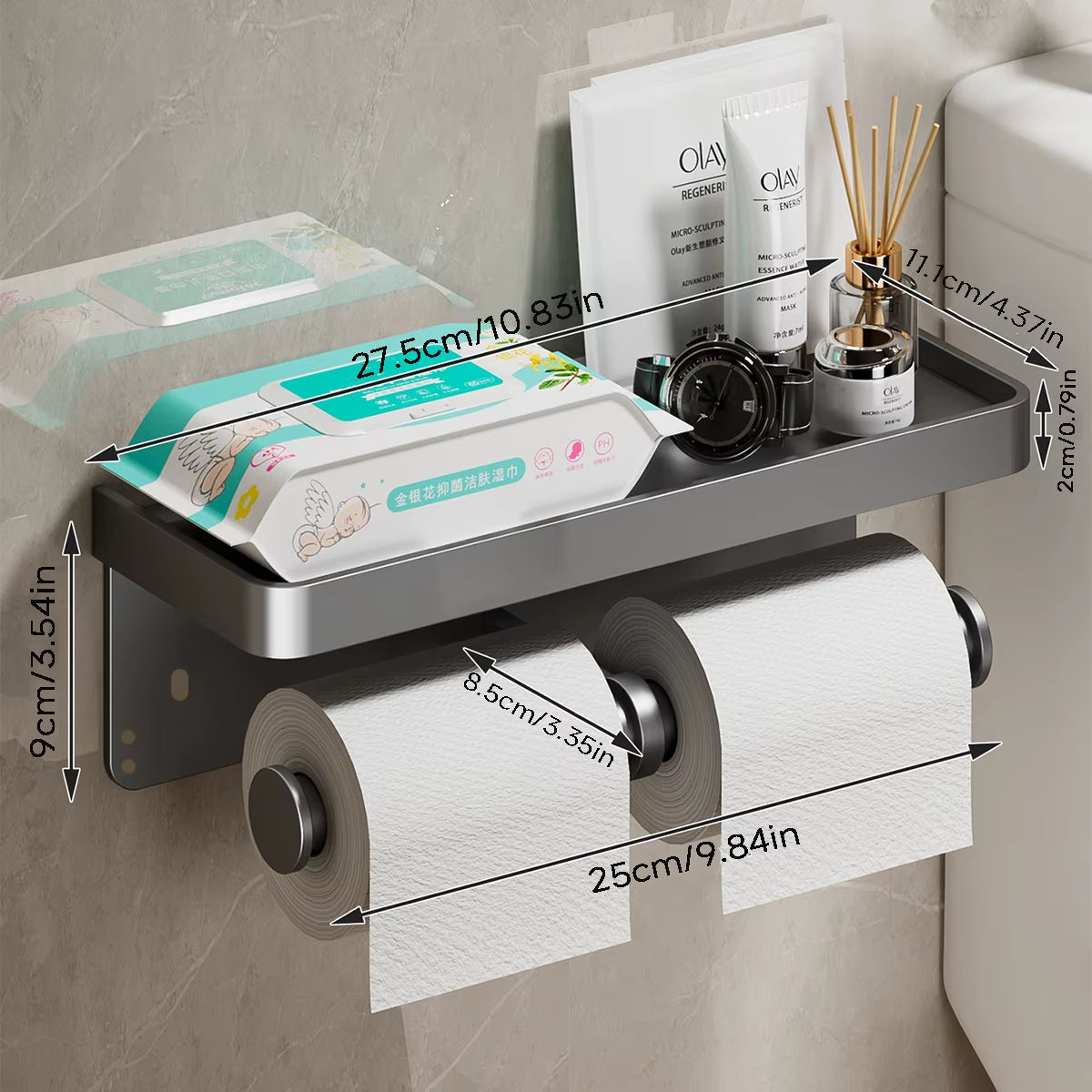 Wall Mounted Aluminum Toilet Paper Holder