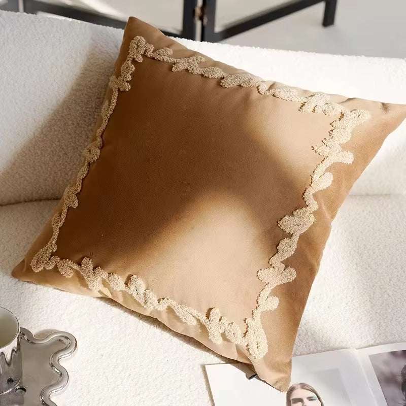 Brown & Cream Nordic Jacquard Decorative Throw Pillow Cover 45x45cm