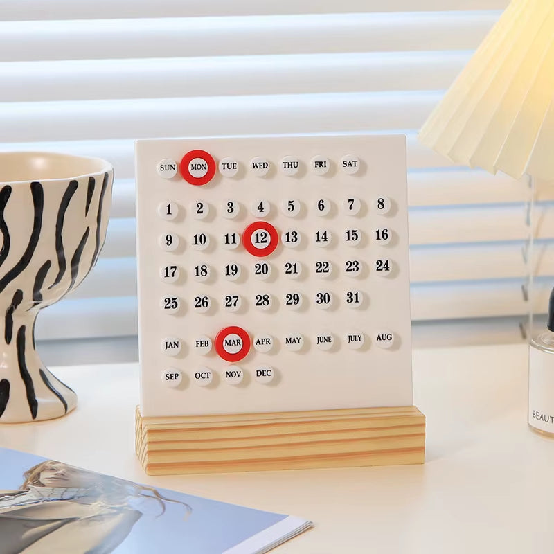 Wooden Perpetual Desk Calendar