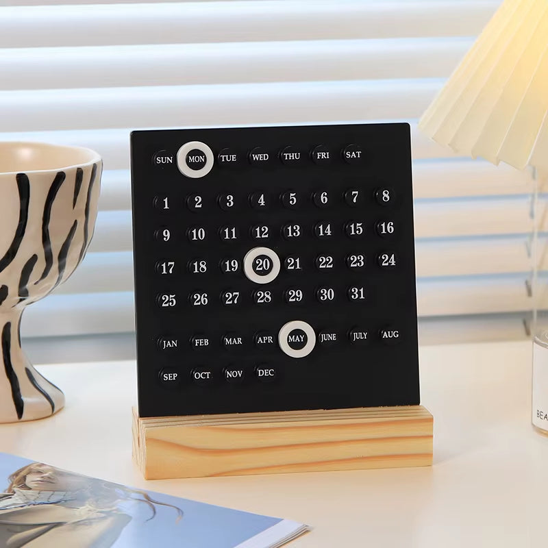 Wooden Perpetual Desk Calendar