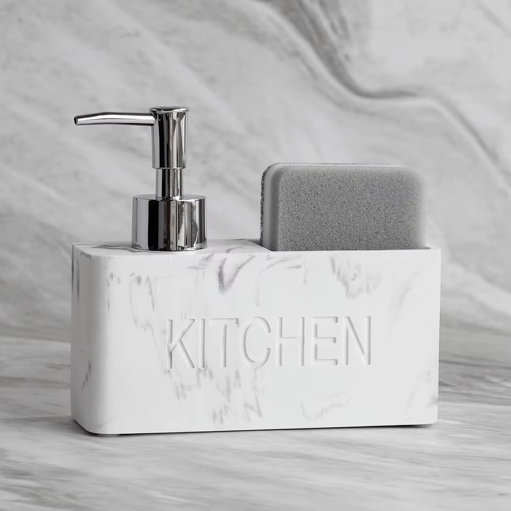 Marble Liquid Soap Dispenser Set with Sponge Holder