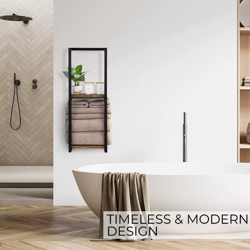 Modern 2 Tier Metal Wall Mounted Towel Rack