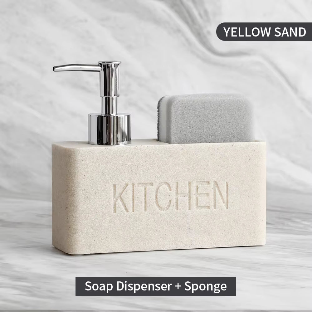 Marble Liquid Soap Dispenser Set with Sponge Holder