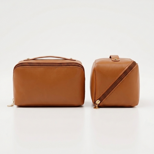 Brun Compact sminkebag sett forfra