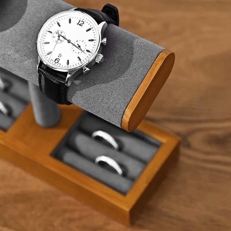Wooden T-Bar Jewelry Organizer & Watch Display