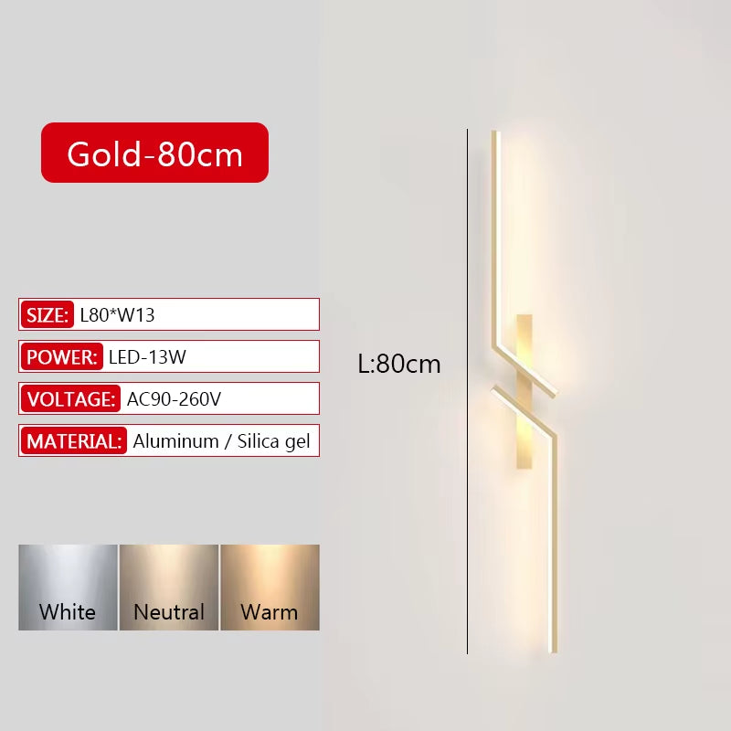 Long Strip LED Wall Lamp Modern Remote Control Dimming Living Roomdecor Wall Lamp Background Bedroom Bedside Home LED Lighting