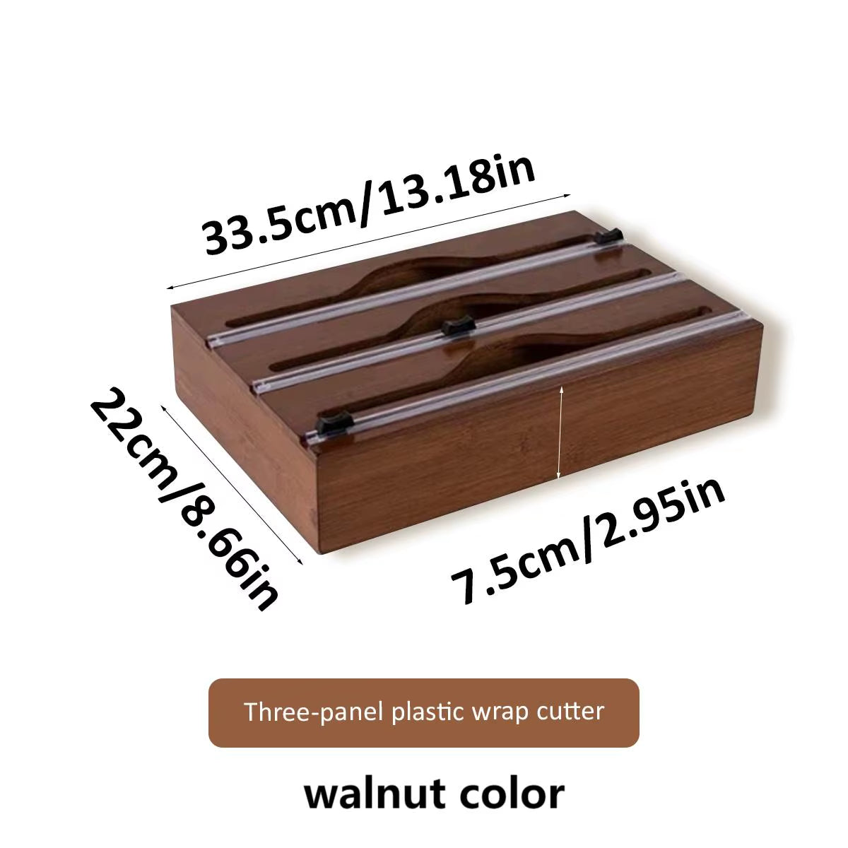 Bamboo Kitchen Wrap Dispenser with Foil & Cling Film Cutter