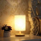 Table Lamp Beige Fabric Shade Bedside Light 