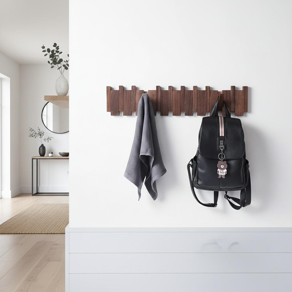 Modern Wood Wall Mounted Coat Rack