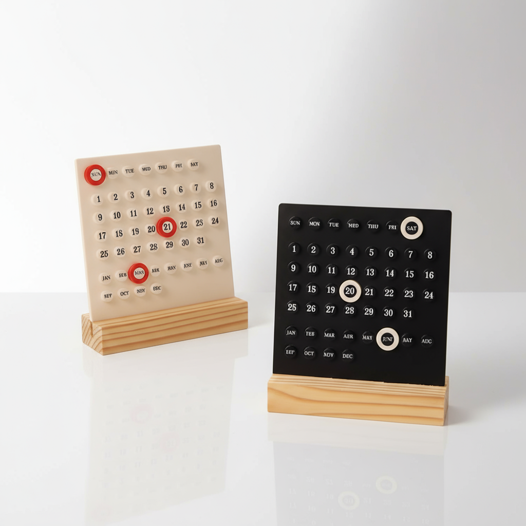 Wooden Perpetual Desk Calendar