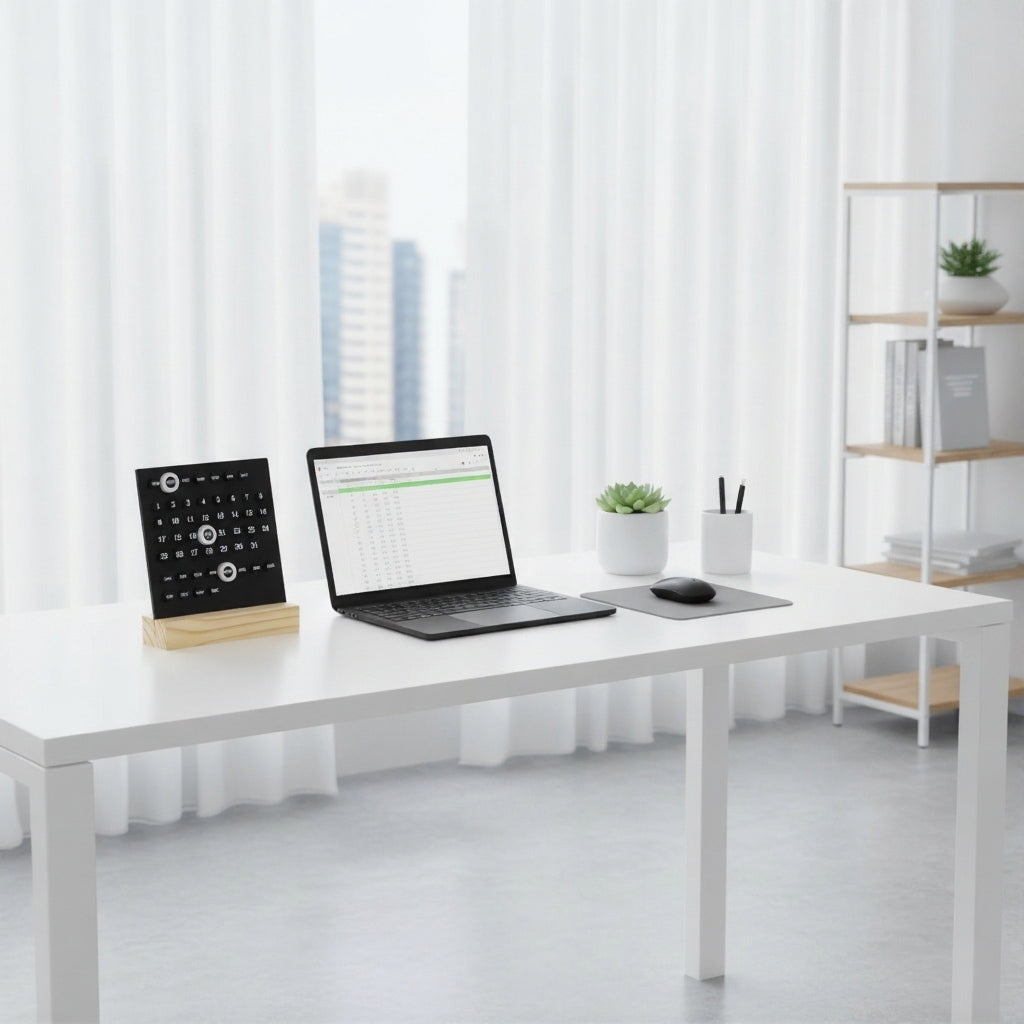 Wooden Perpetual Desk Calendar