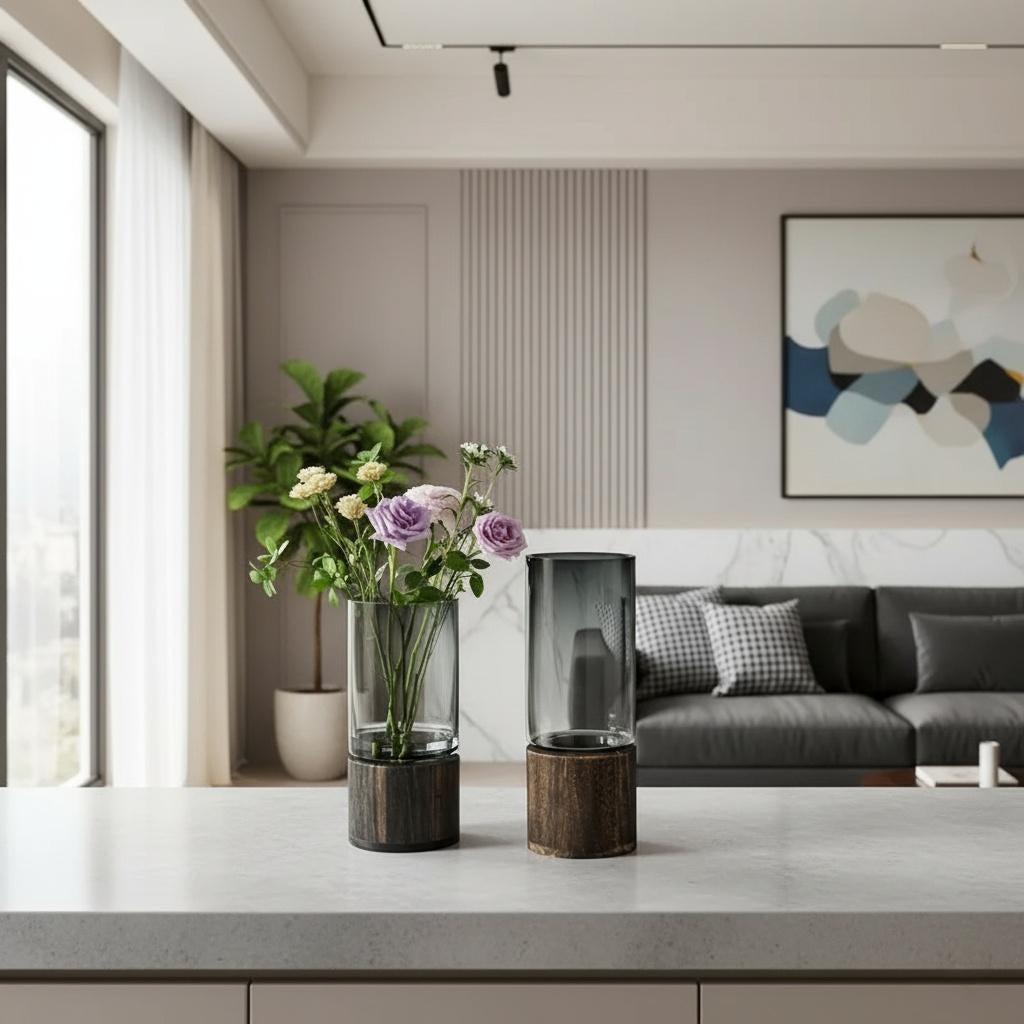 Minimalist Wooden Glass Vase