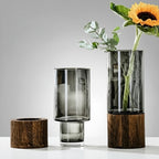 Minimalist Wooden Glass Vase