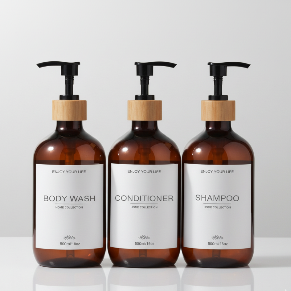 Refillable Shampoo & Conditioner Bottles Set of 3
