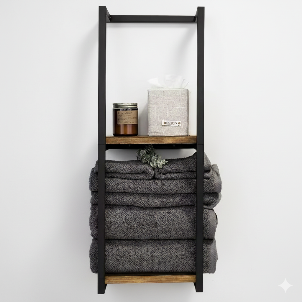 Elegant 2 Tier Metal Wall Mounted Towel Rack