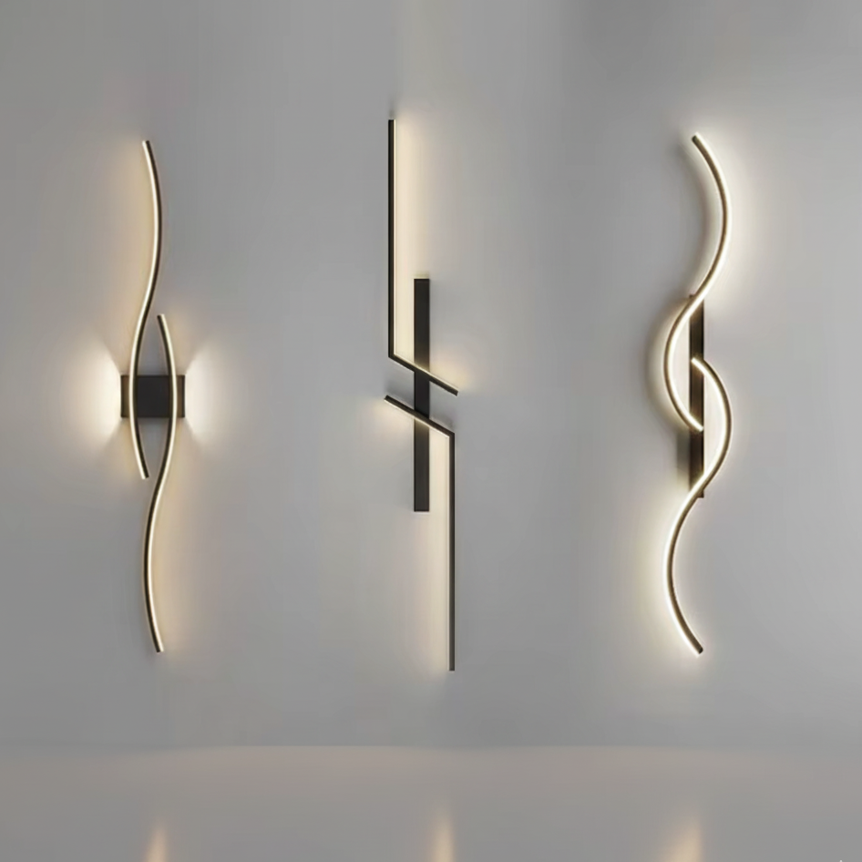 Long Strip LED Wall Lamp Modern Remote Control Dimming Living Roomdecor Wall Lamp Background Bedroom Bedside Home LED Lighting