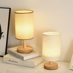Table Lamp Beige Fabric Shade Bedside Light 