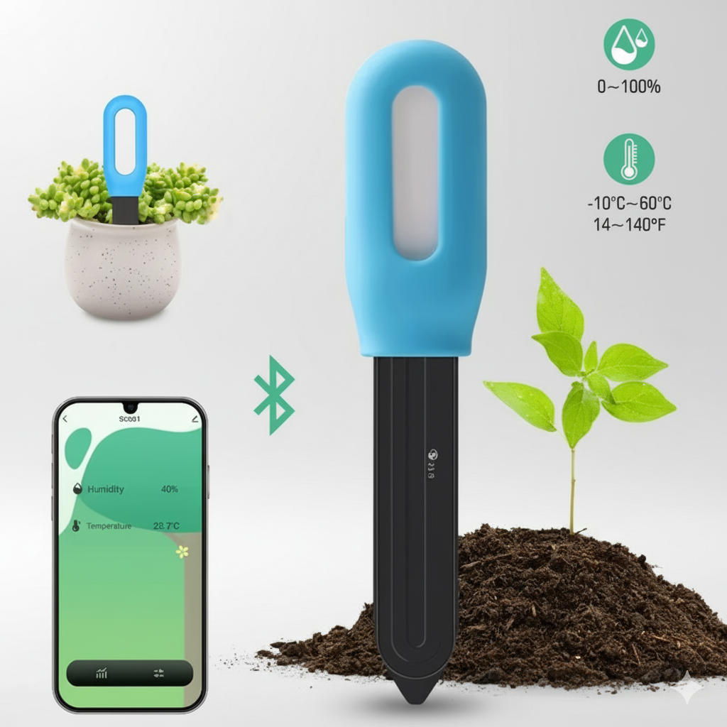 Plants Soil Moisture & Temperature Monitor With Bluetooth 