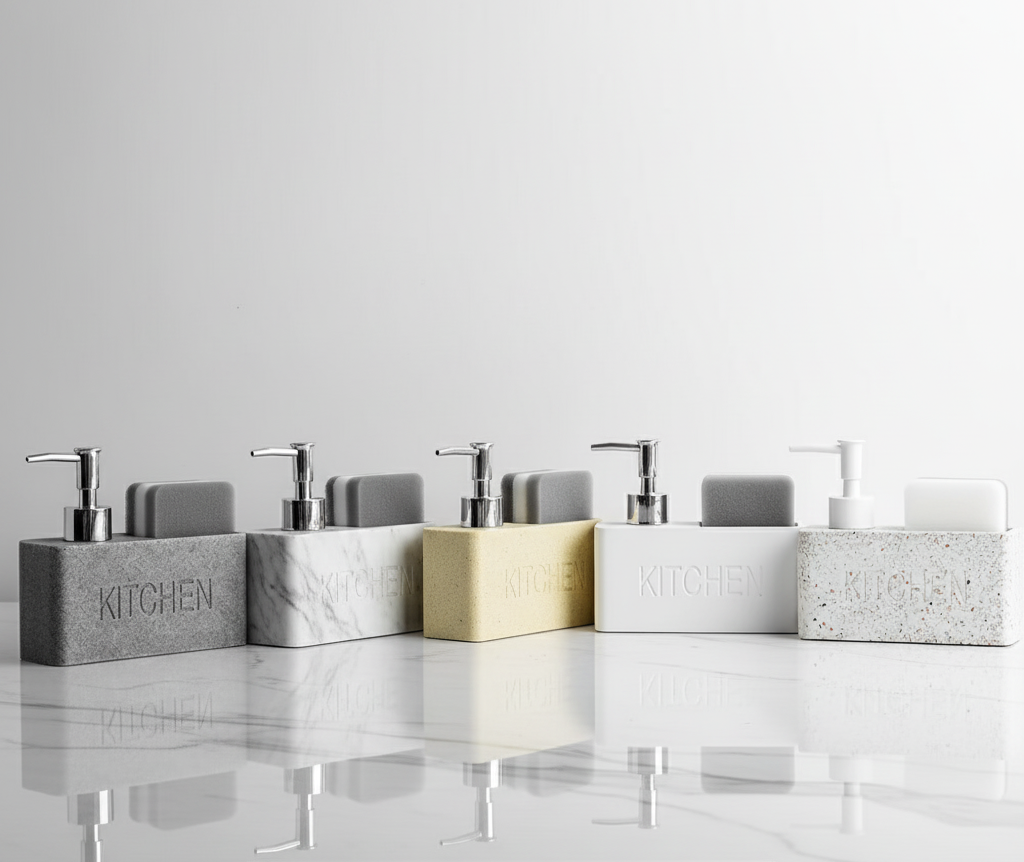 Marble Liquid Soap Dispenser Set with Sponge Holder