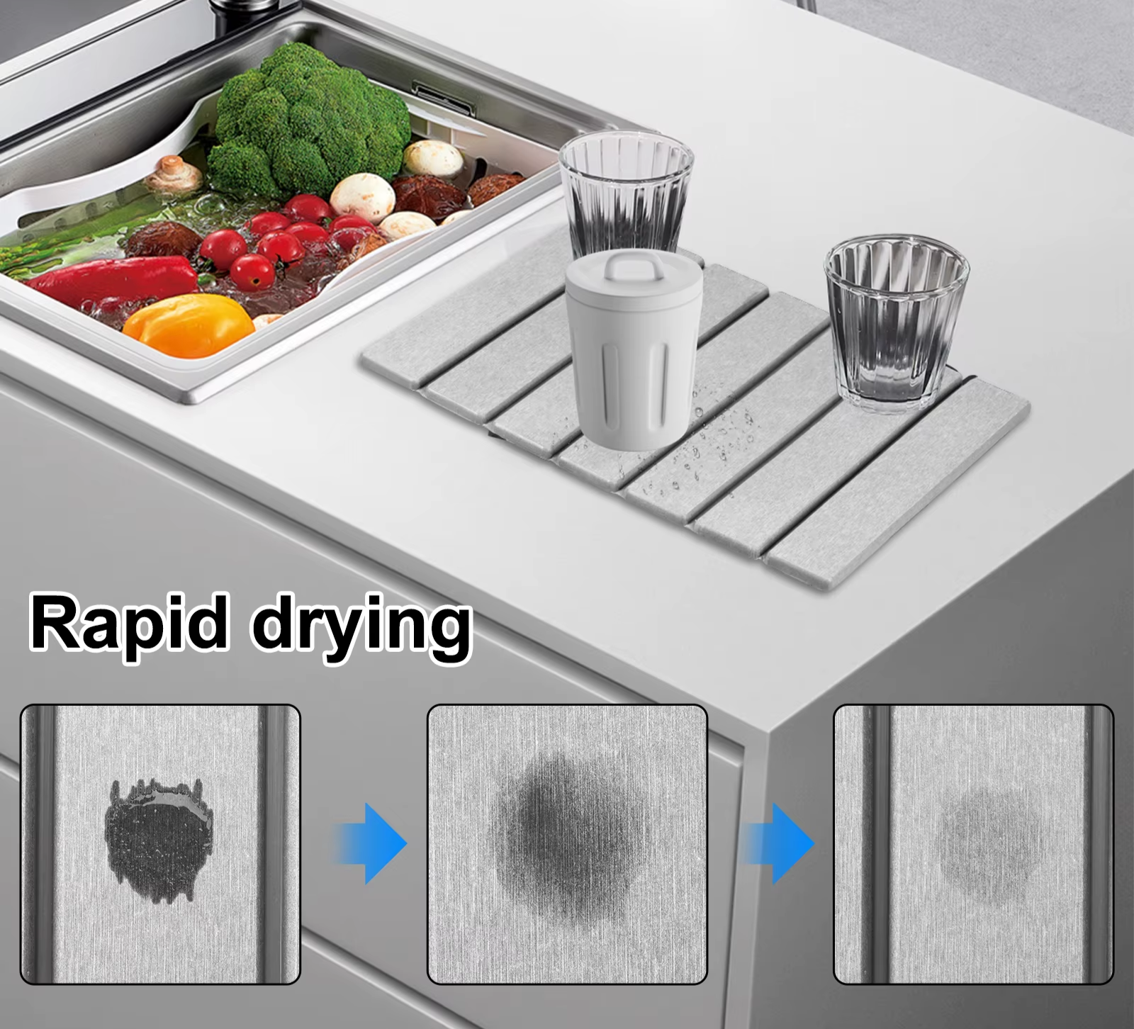 Foldable Stone Drying Mat Water Absorbent