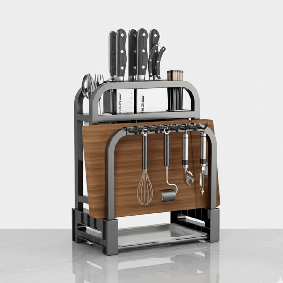 Stainless Steel Knife & Cutting Board Holder Kitchen Countertop 