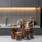 Glass Airtight Storage Jar with Wooden Lid