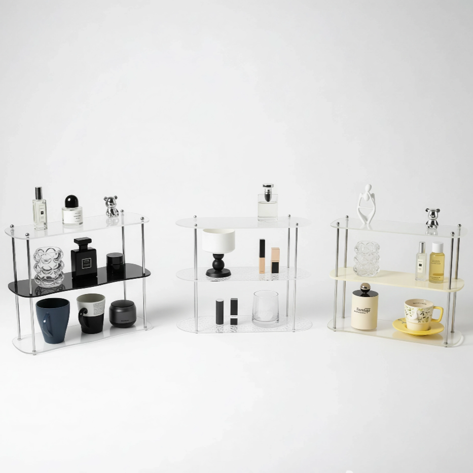 3-Layer Acrylic Desktop Storage Rack Water Cup Perfume Bathroom Table Top Cosmetics Storage Jewelry Display Frame Organizer