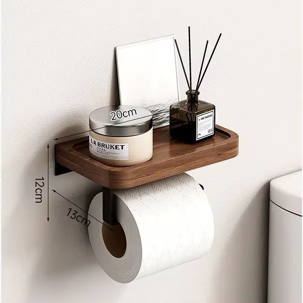 Wooden Wall Mounted Toilet Paper Holder 