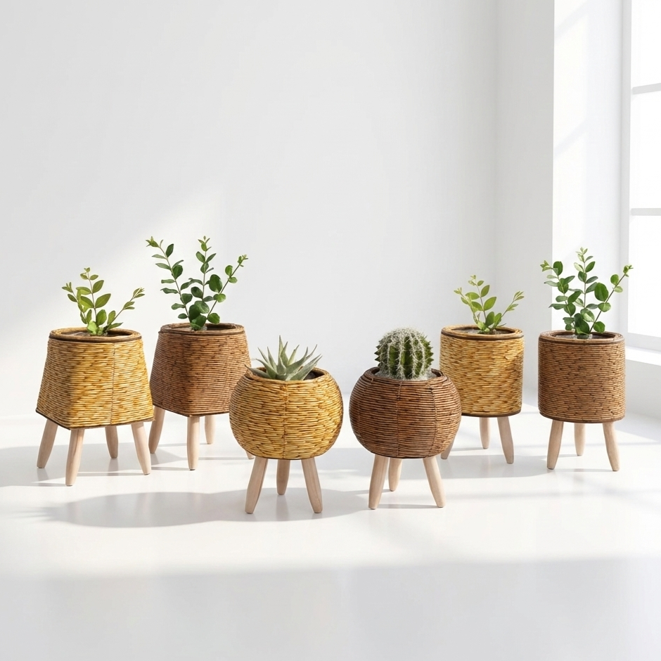 Nordic Rattan Woven Flower Pot
