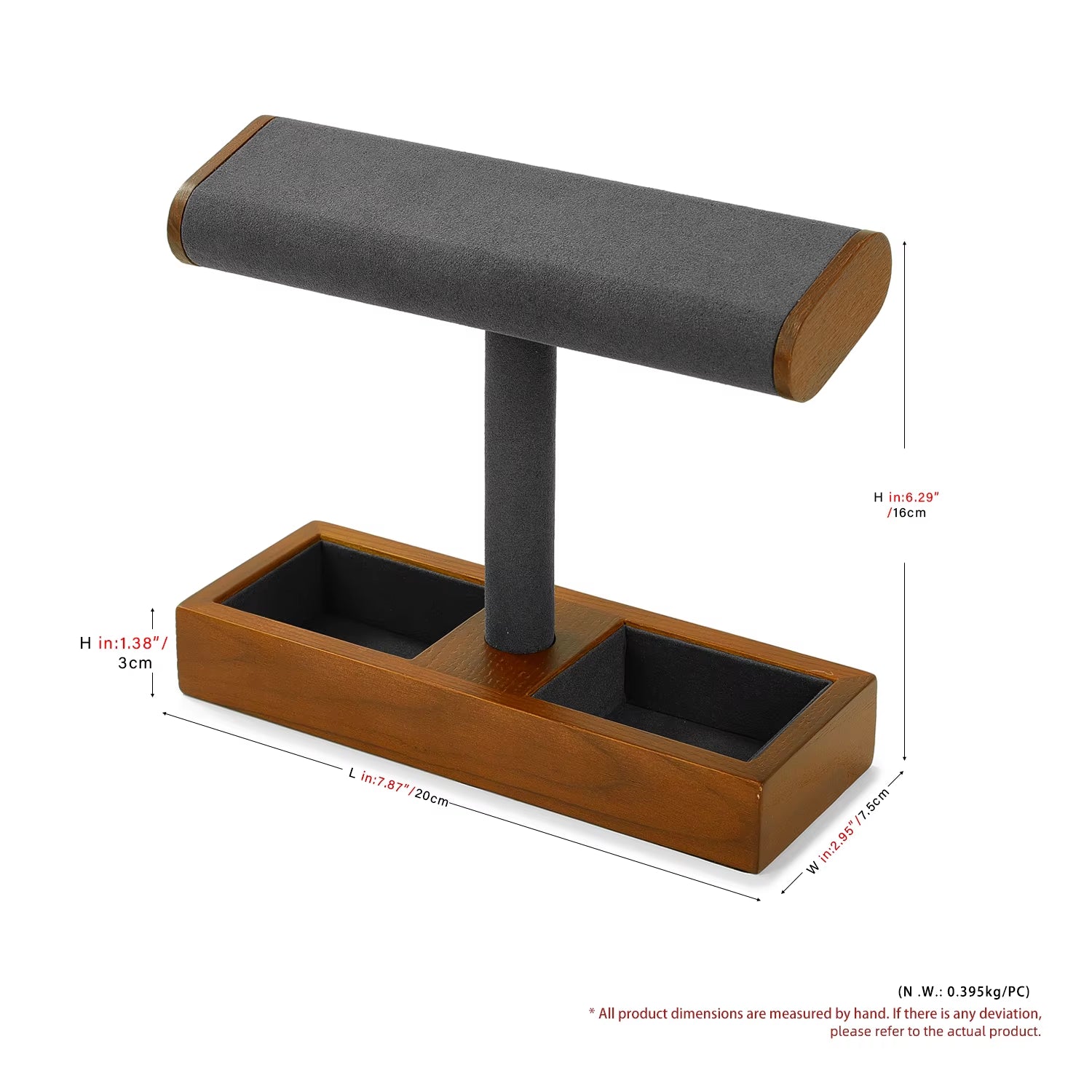 Wooden T-Bar Jewelry Organizer & Watch Display