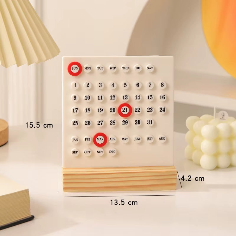 Wooden Perpetual Desk Calendar