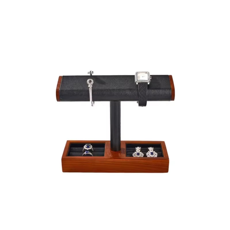 Wooden T-Bar Jewelry Organizer & Watch Display