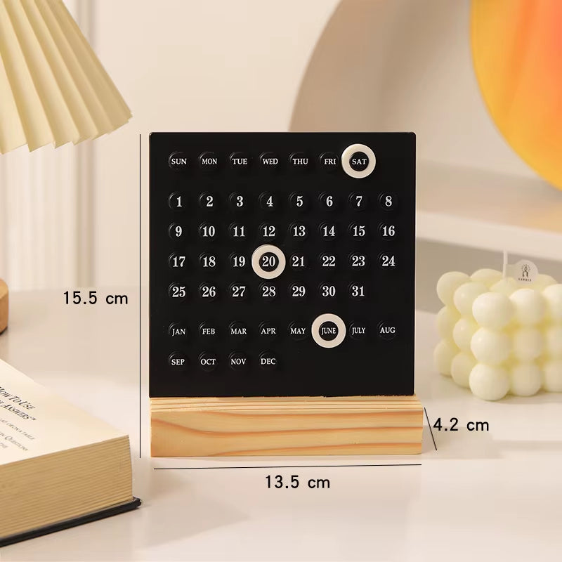 Wooden Perpetual Desk Calendar