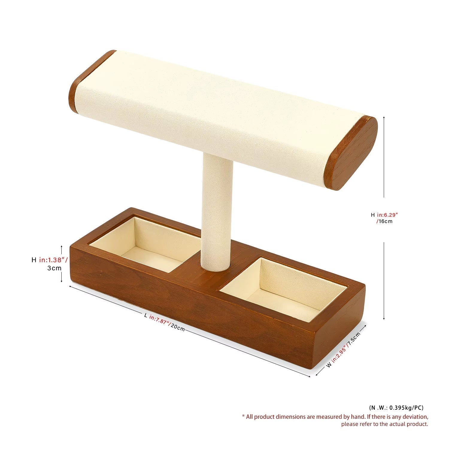 Wooden T-Bar Jewelry Organizer & Watch Display