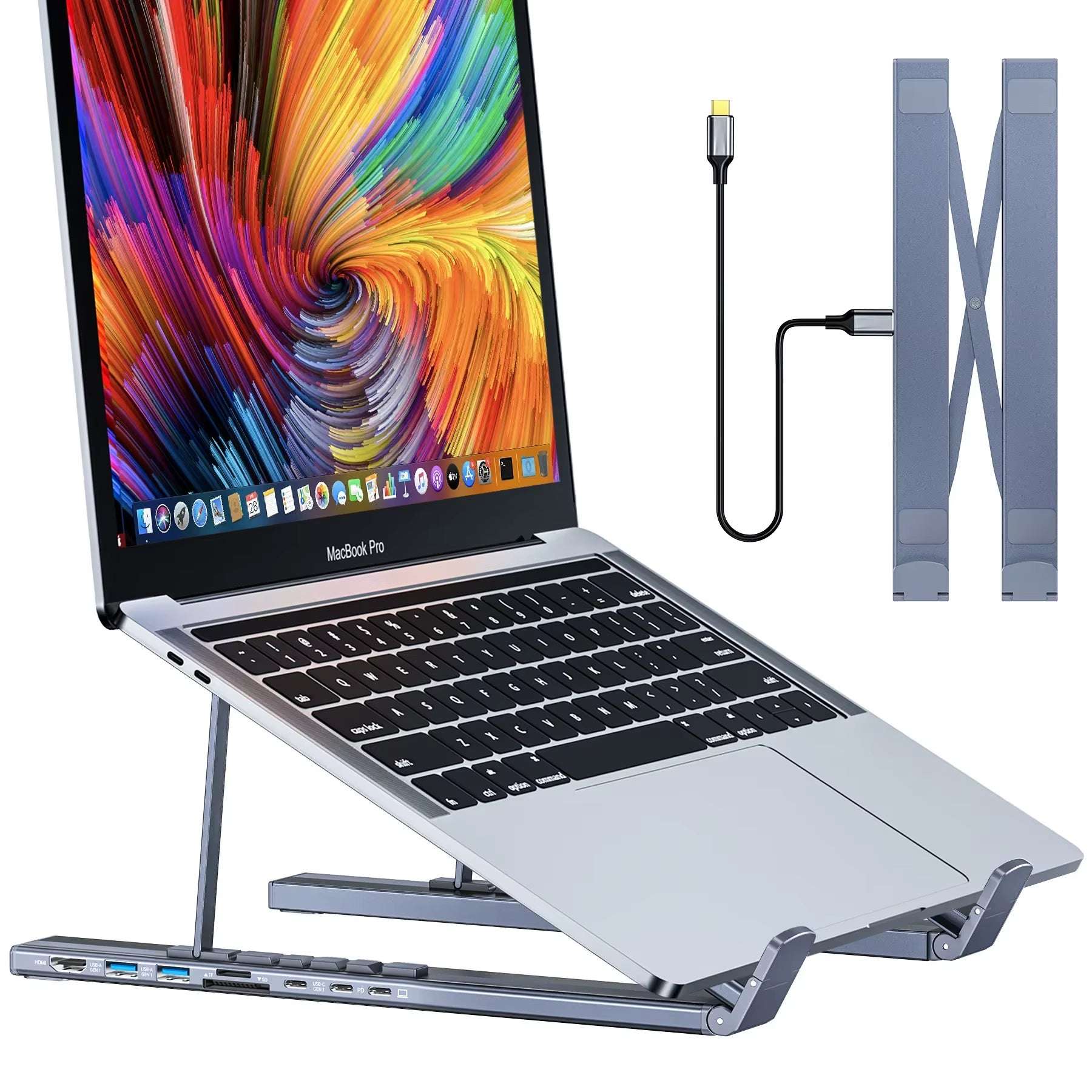 Universal Laptop Stand with Adaptor Hub and Hdmi