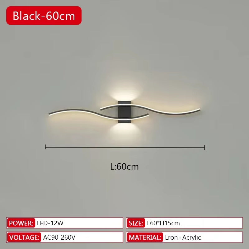 Long Strip LED Wall Lamp Modern Remote Control Dimming Living Roomdecor Wall Lamp Background Bedroom Bedside Home LED Lighting
