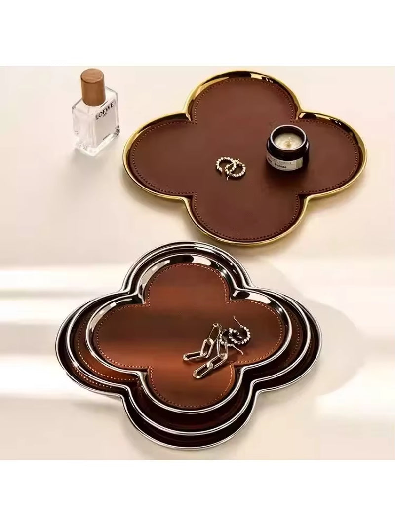 Clover Ceramic & Leather Storage Tray