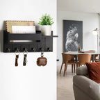 Wall Mounted Wood Key Rack & Mail Organizer