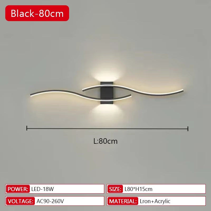 Long Strip LED Wall Lamp Modern Remote Control Dimming Living Roomdecor Wall Lamp Background Bedroom Bedside Home LED Lighting