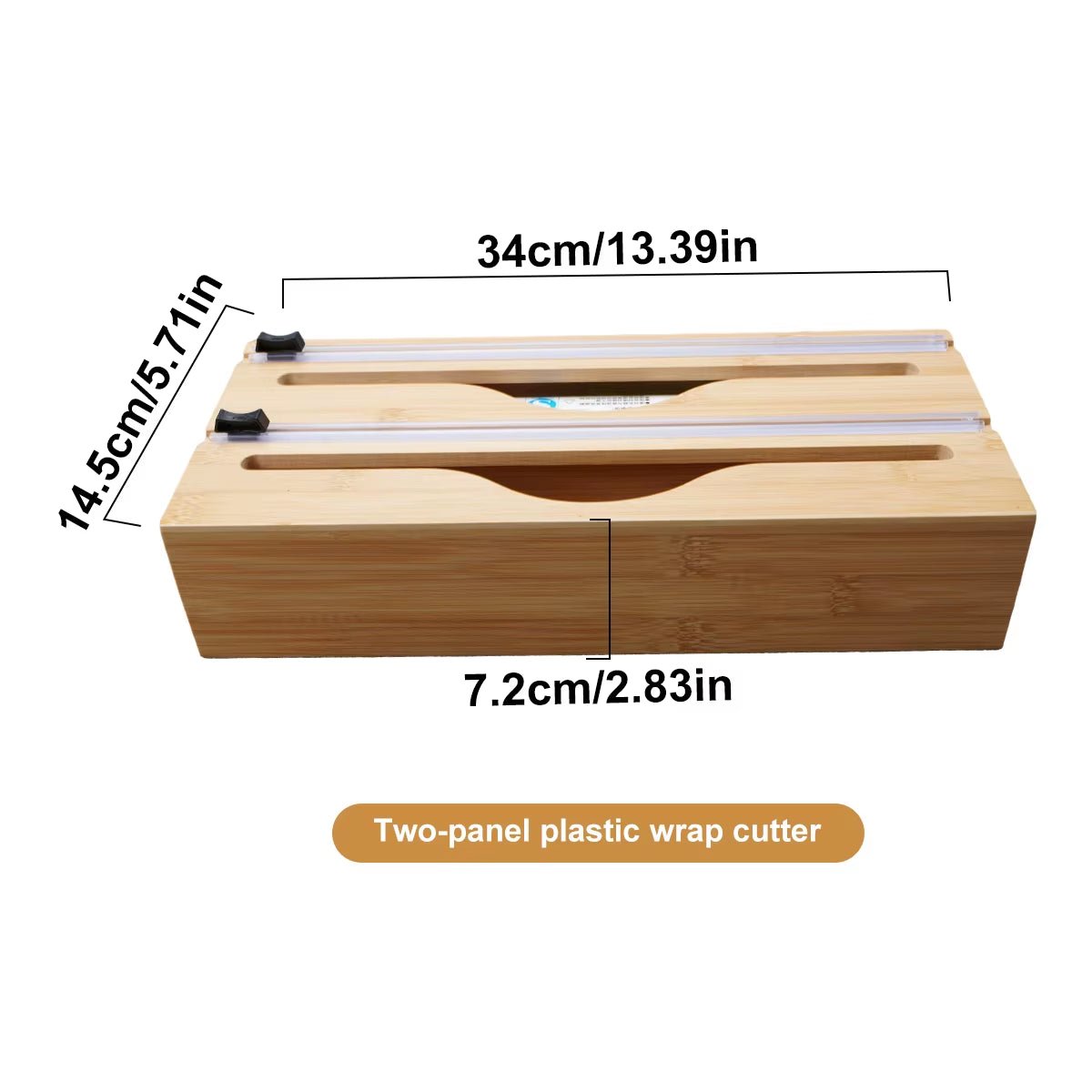 Bamboo Kitchen Wrap Dispenser with Foil & Cling Film Cutter