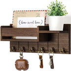Wall Mounted Wood Key Rack & Mail Organizer