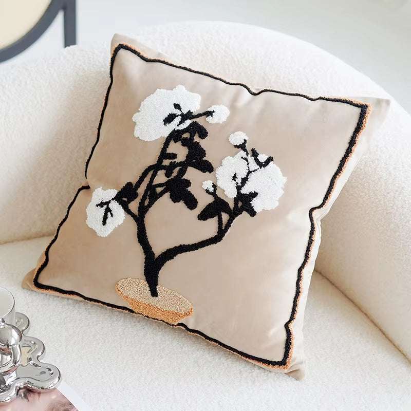 Brown & Cream Nordic Jacquard Decorative Throw Pillow Cover 45x45cm