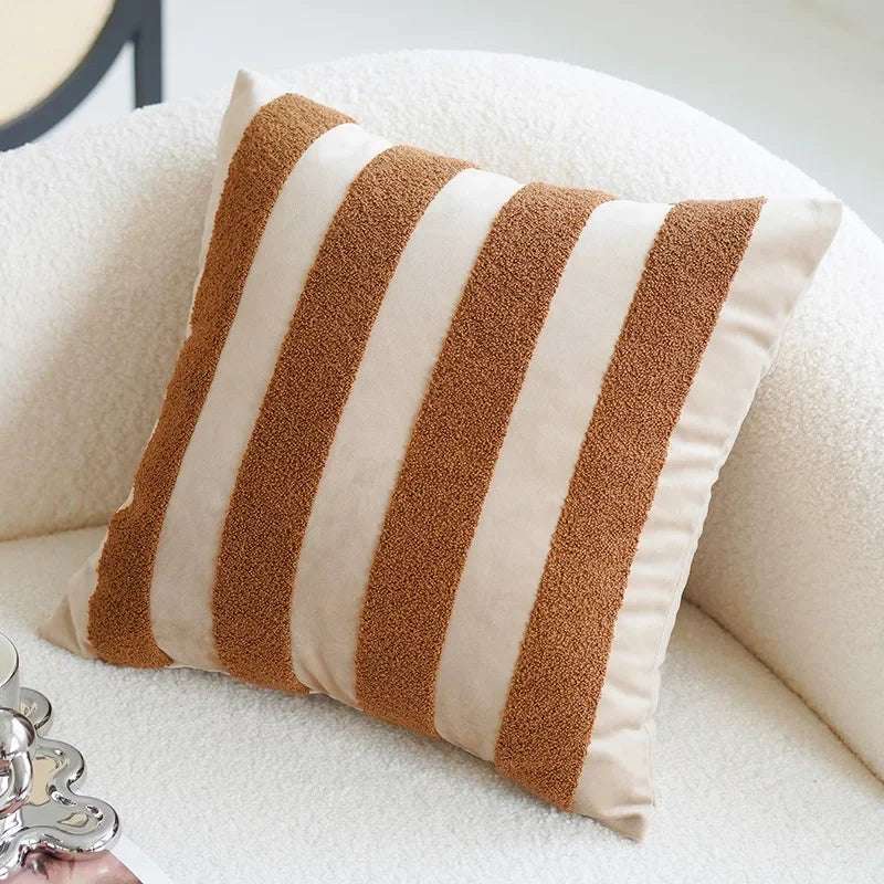Brown & Cream Nordic Jacquard Decorative Throw Pillow Cover 45x45cm