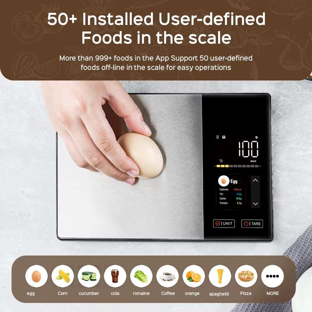 Smart Digital Kitchen Scale – Bluetooth Food Nutrition Analyzer with TFT Display