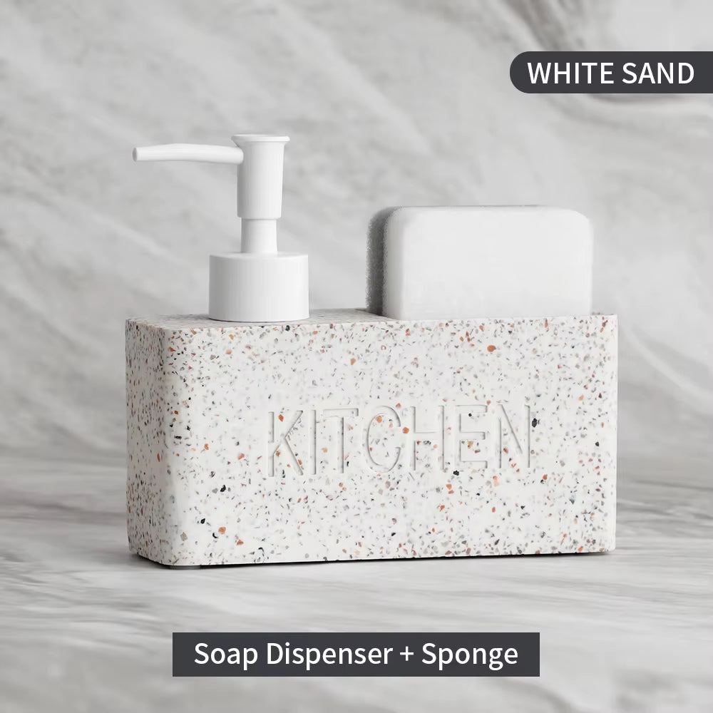 Marble Liquid Soap Dispenser Set with Sponge Holder